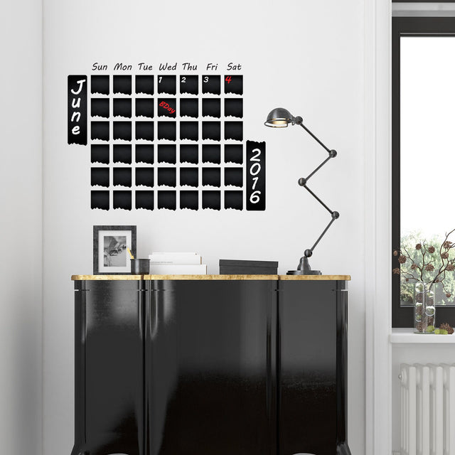 Weekly Planner Chalkboard Decal Wall Sticker displayed in a room setting.