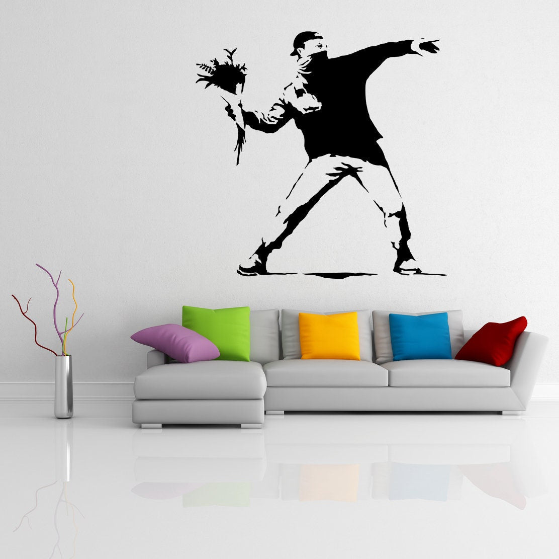 Alternate gallery view of Artist Flower Thrower Wall Decal.