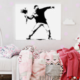 Alternate product presentation of Artist Flower Thrower Wall Decal.