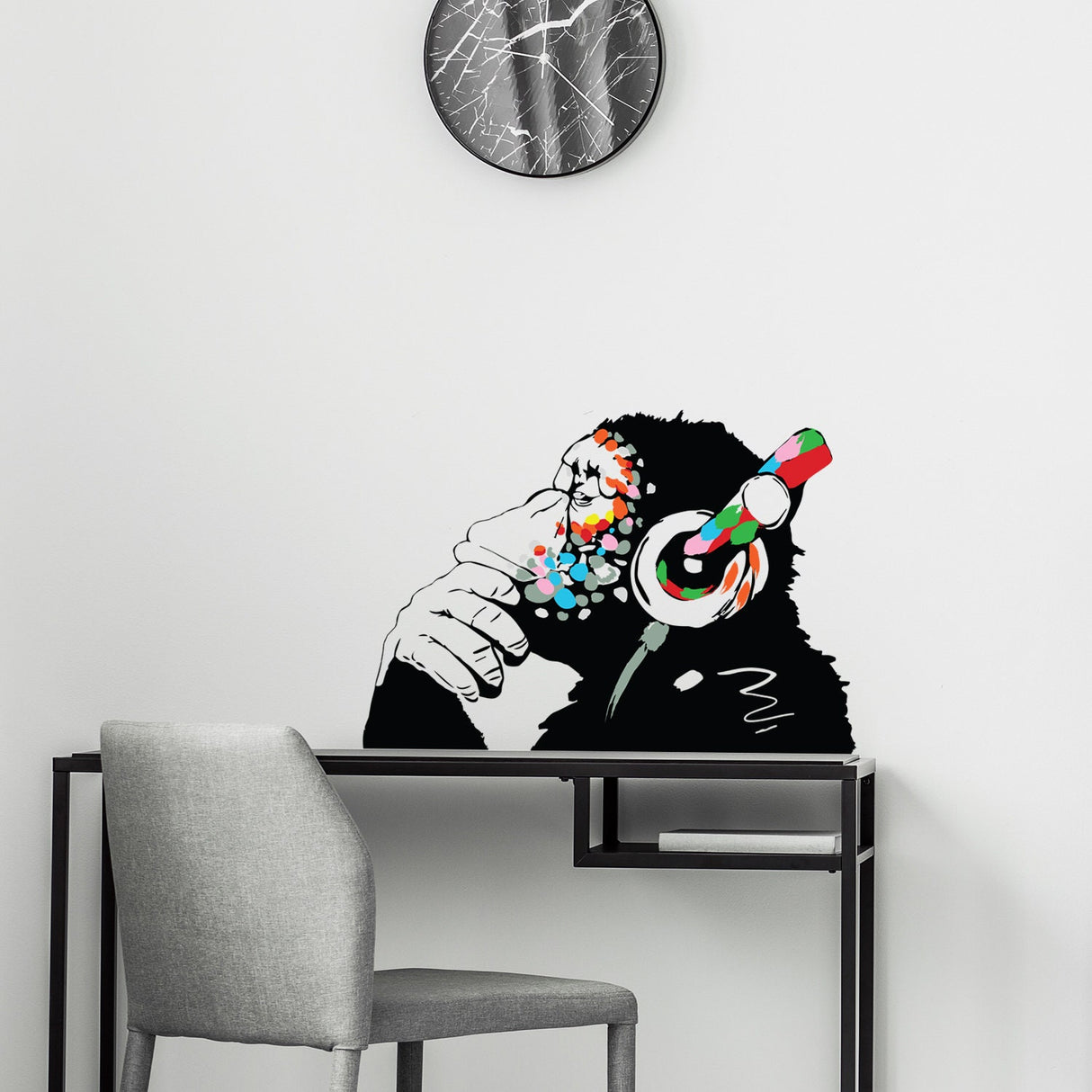 Alternate gallery view of Artist Monkey With Headphones Wall Sticker.