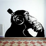Alternate product presentation of Artist Monkey With Headphones Wall Sticker.