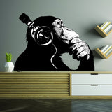 Product presentation view of Artist Monkey With Headphones Wall Sticker.