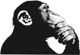 Thinking monkey with headphones vinyl wall decal.