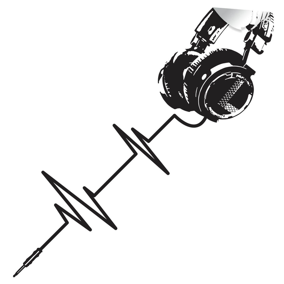 Music Wall Decal Decor - Vinyl Dj Headphone Sticker For Teen Boy.