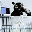 Thinking monkey with headphones wall sticker.
