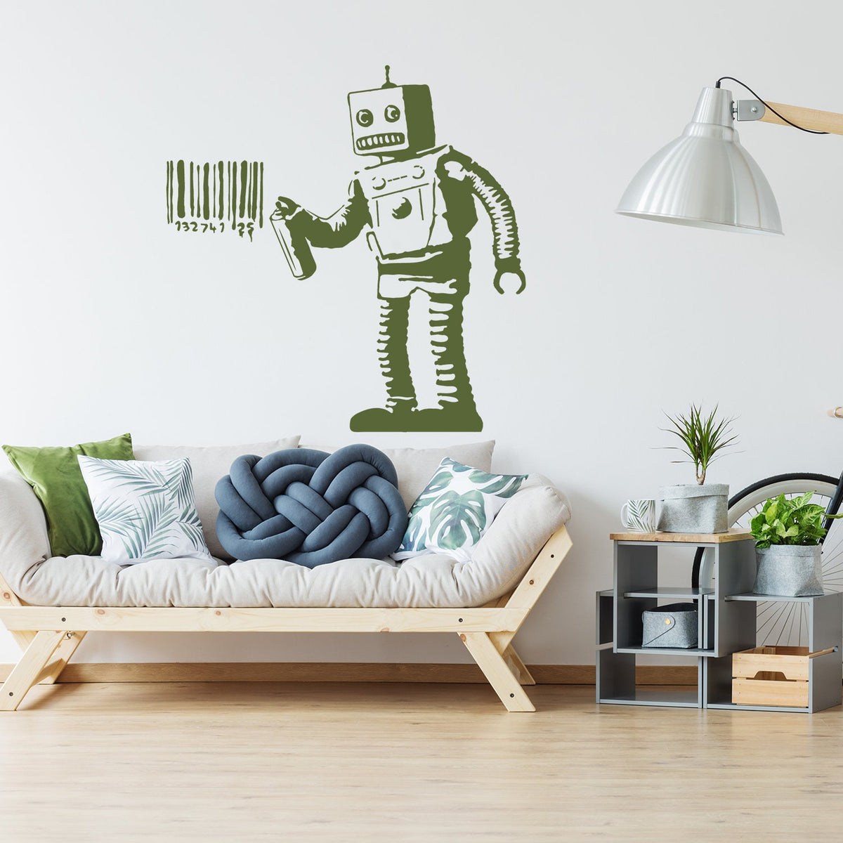 Alternate gallery view of Artist Barcode Robot Wall Vinyl Sticker.