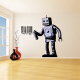 Alternate gallery view of Artist Barcode Robot Wall Vinyl Sticker.
