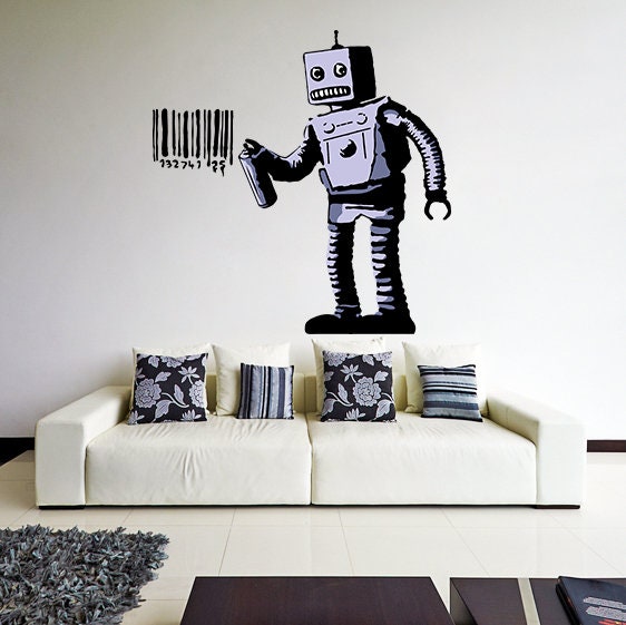 Additional product detail of Artist Barcode Robot Wall Vinyl Sticker.