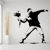 Flower thrower street art vinyl wall decal.
