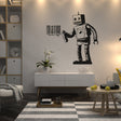 Barcode robot street art vinyl wall sticker.