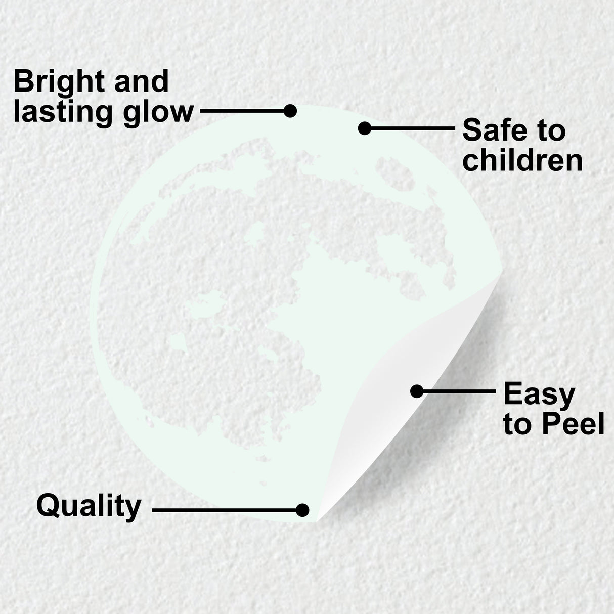Alternate product view of Glow In The Dark Moon Wall Sticker.