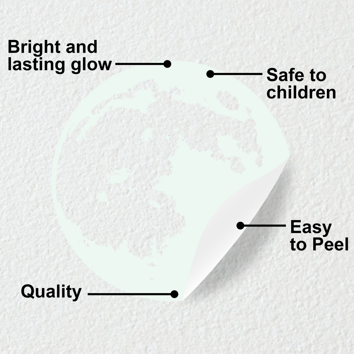 Glow In The Dark Moon Stars Wall Sticker displayed in a room setting.