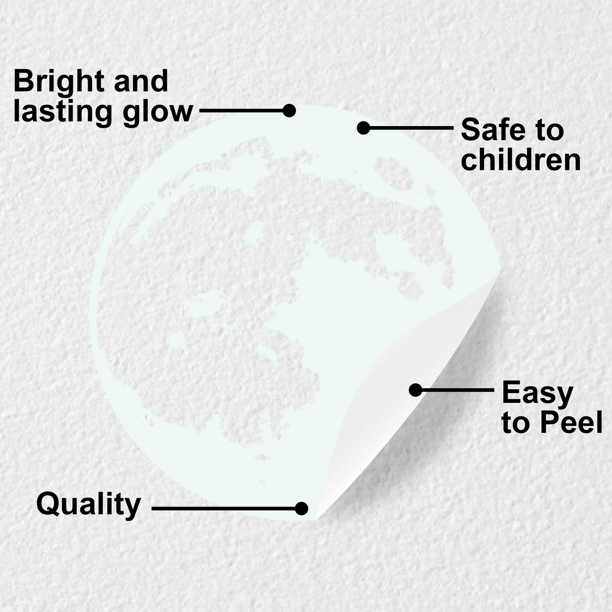 Alternate product view of Glow In The Dark Moon Wall Sticker.