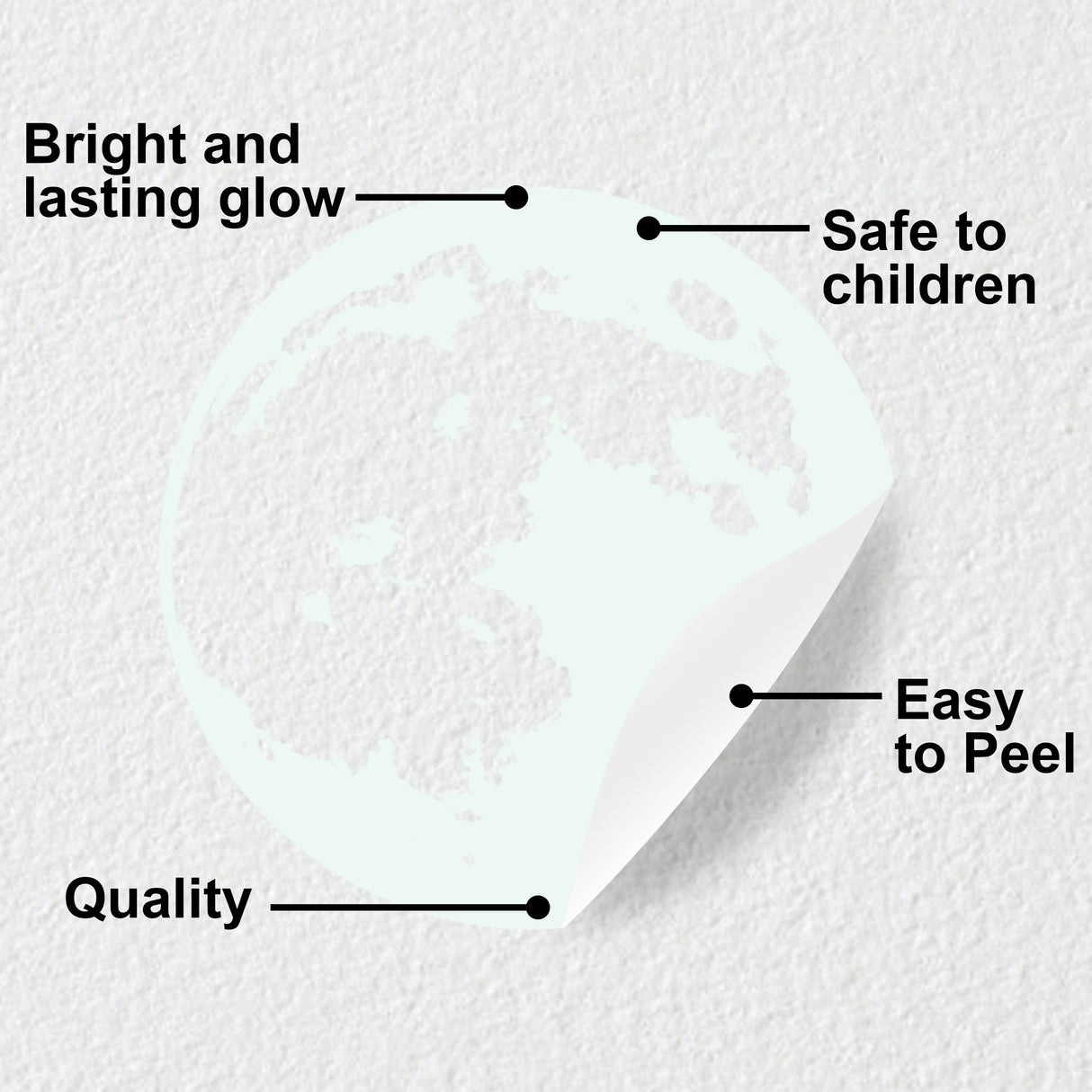 Alternate product view of Glow In The Dark Moon Wall Sticker.
