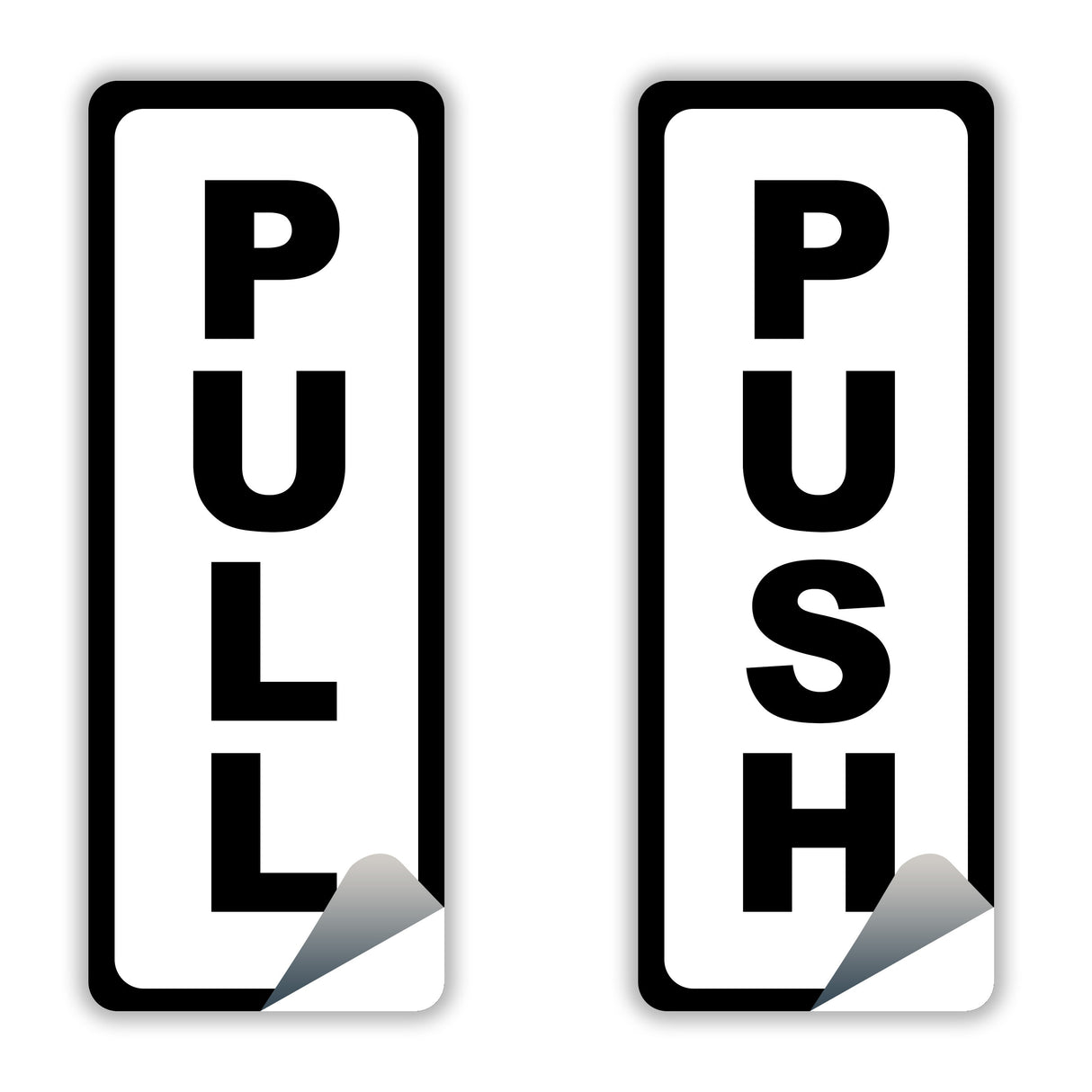 Четыре наклейки PUSH и PULL для обозначения направления двери.
