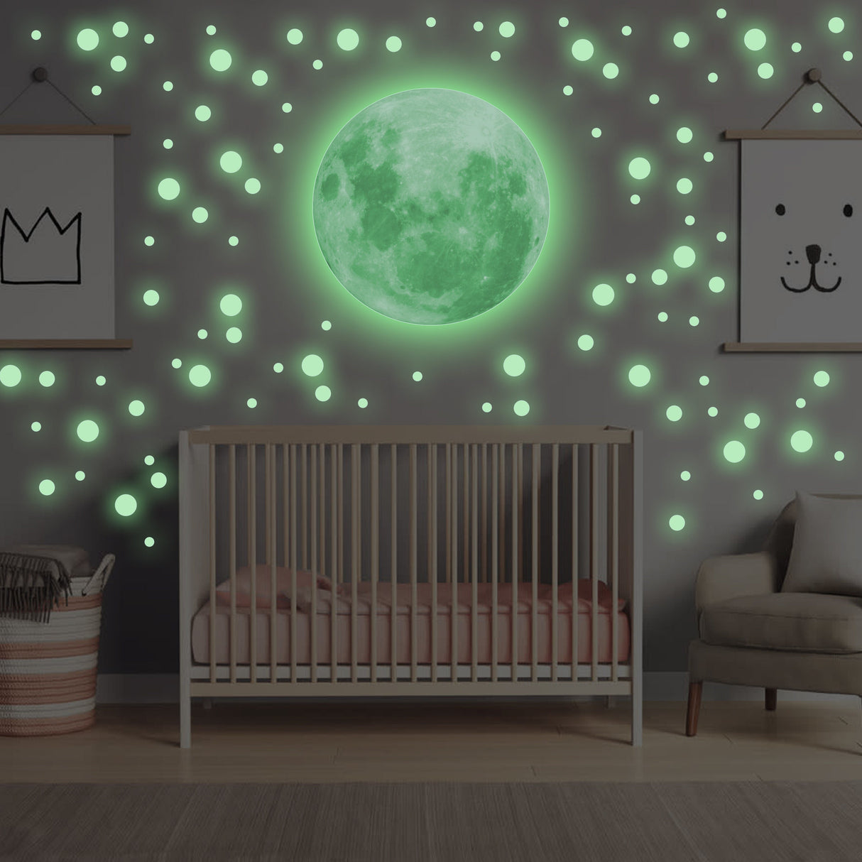 Product detail view of Glow In The Dark Full Moon And Star Wall Sticker.