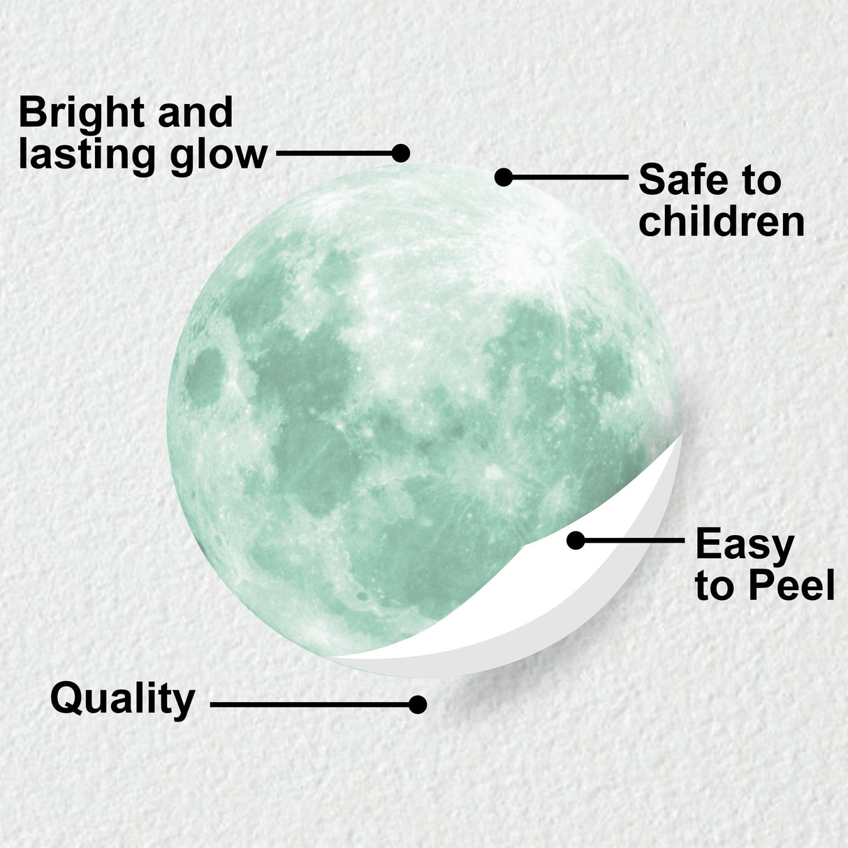 Alternate product view of Glow In The Dark Full Moon And Star Wall Sticker.