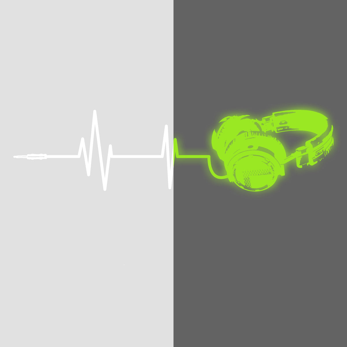 Alternate product view of Glow In Dark Headphone Vinyl Wall Sticker.