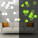 Glow-in-the-dark honeycomb wall decal set shown in a room setting.