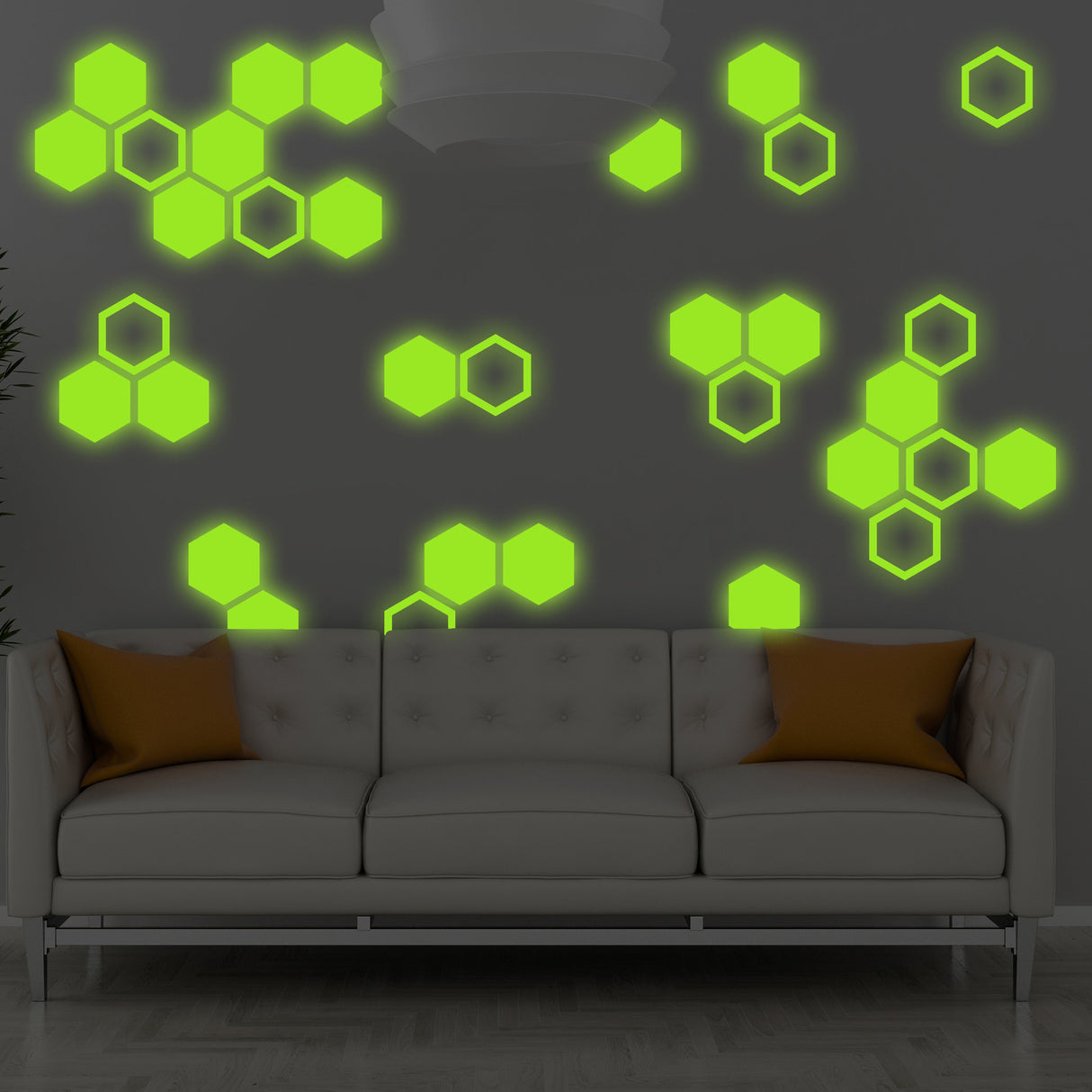 Additional product detail of 50x Glow In Dark Honeycomb Wall Decals Decor.