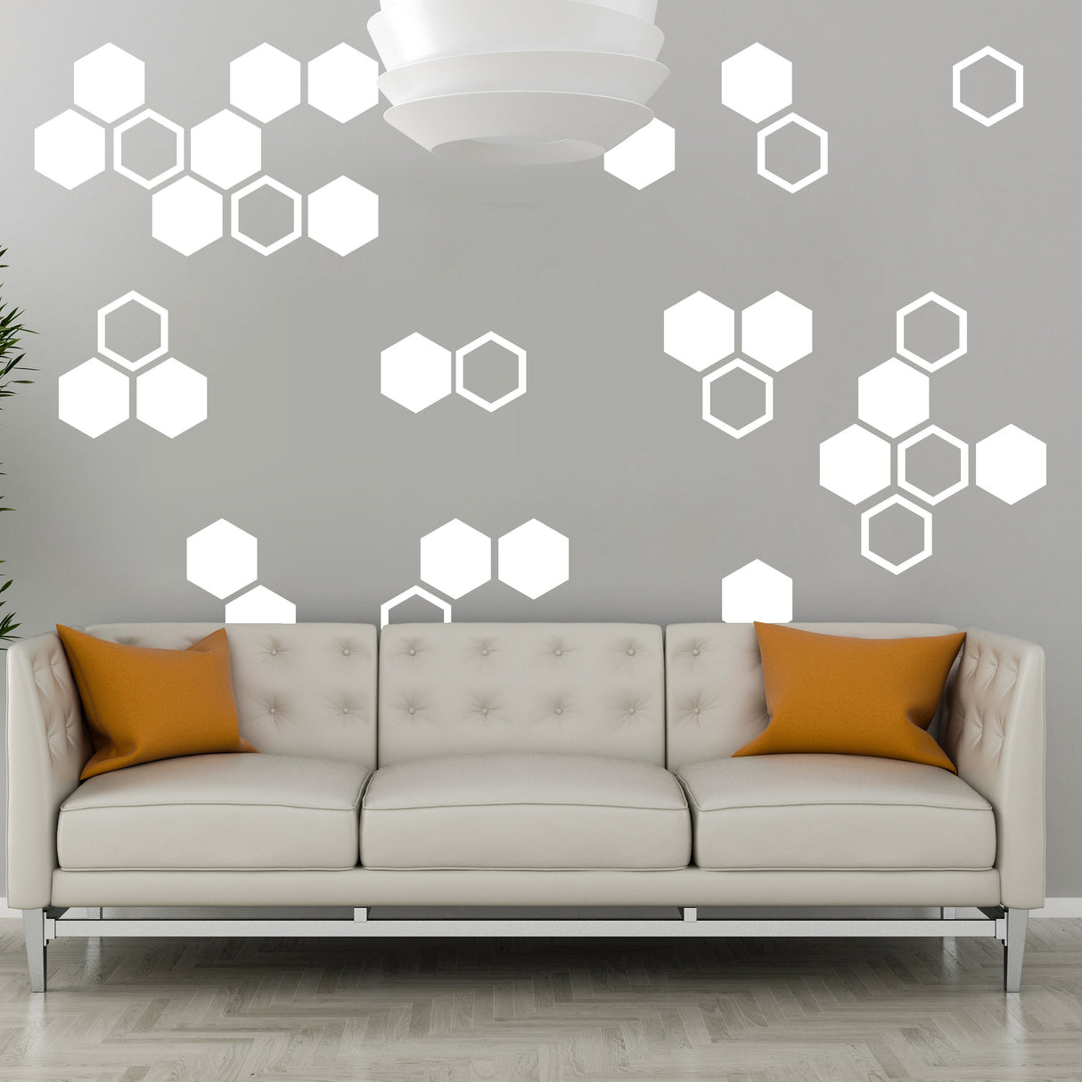 Alternate product presentation of 50x Glow In Dark Honeycomb Wall Decals Decor.