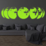 Glow-in-the-dark moon phases wall decal.