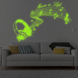 Alternate product presentation of Glow In Dark Music Is Life Wall Sticker.