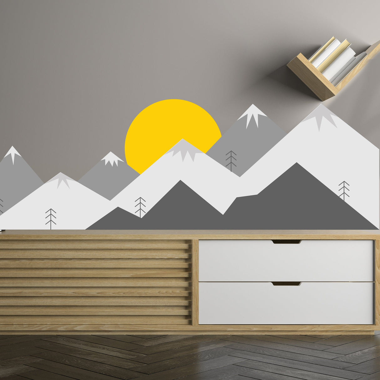 Mountain Wall Decal - Mountains Vinyl Sticker Decor For Nursery Baby Kid Boy Room