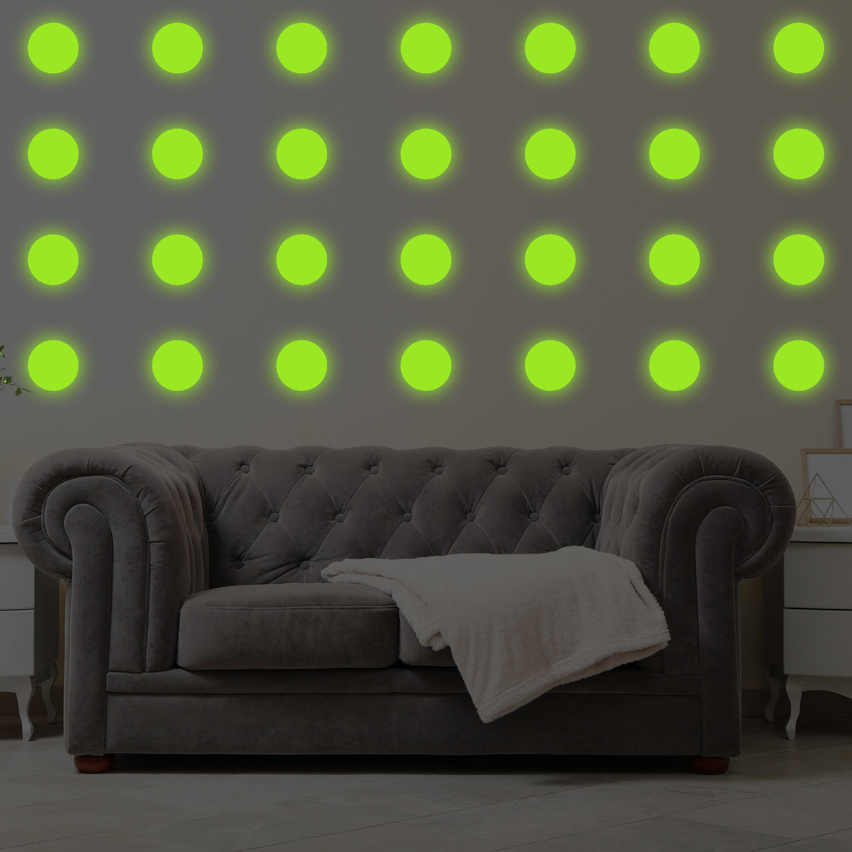 Alternate product presentation of 40x Glow In Dark Dots Wall Stickers.