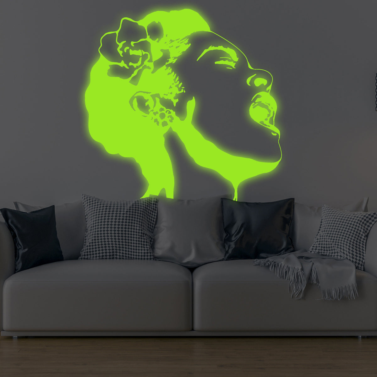 Alternate product presentation of Glow In Dark Life Is Beautiful Artist Street Art Wall Decal.