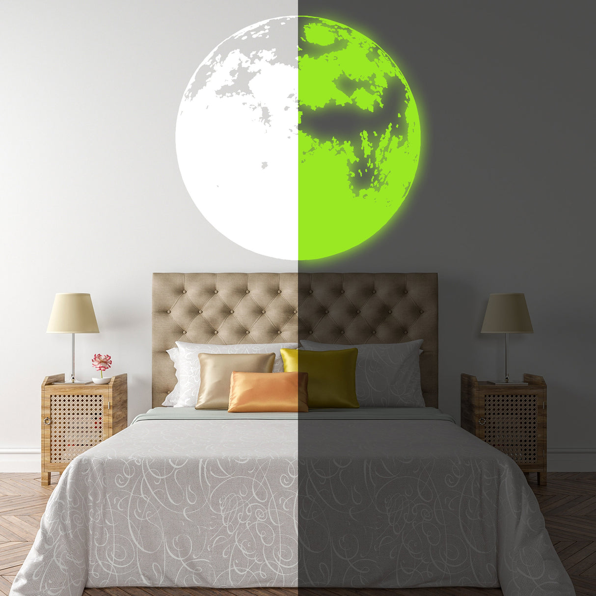Product presentation view of Glow In Dark Moon Wall Decor Decal.