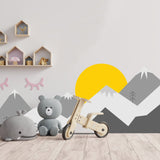 Mountain Wall Decal - Mountains Vinyl Sticker Decor For Nursery Baby Kid Boy Room.