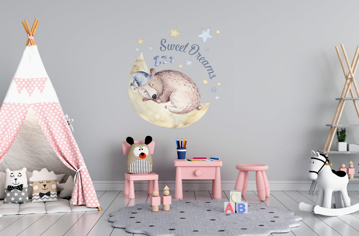 Product detail view of Sleeping Animal Nursery Wall Sticker.