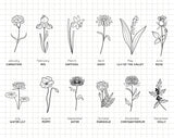 Personalized Birth Flower Name Sticker - Custom Birthday Month Floral Vinyl Wall Decal.
