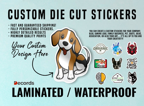 Additional product presentation of Laminated Custom Kiss Die Cut Stickers.