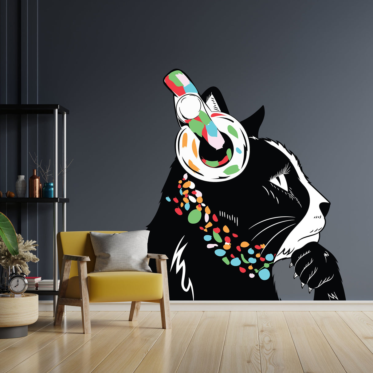 Alternate product presentation of Cat Wall Art Sticker.