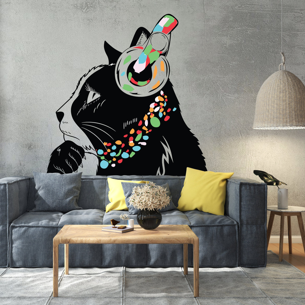 Product presentation view of Cat Wall Art Sticker.