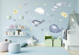 Product gallery view of Ocean Whales Wall Sticker For Kids Room Decor.