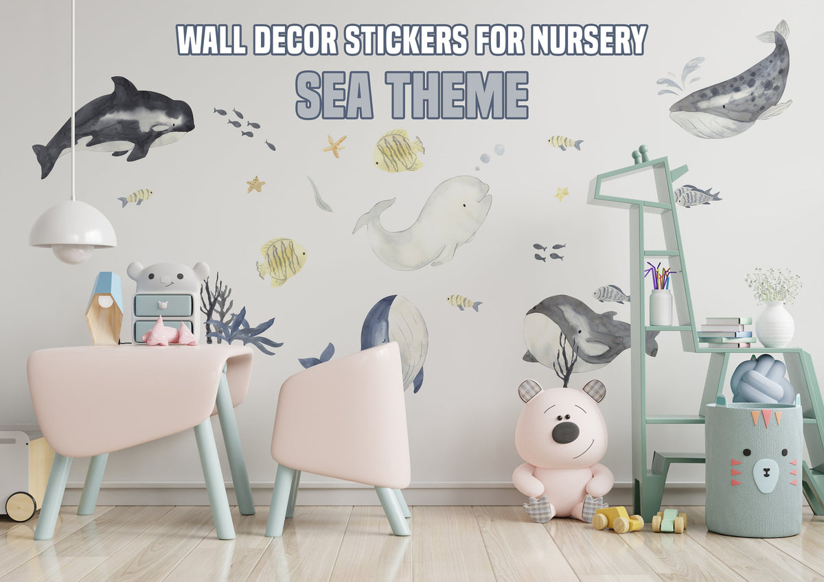 Additional product view of Sea Whales Wall Sticker For Kids Room Decor.
