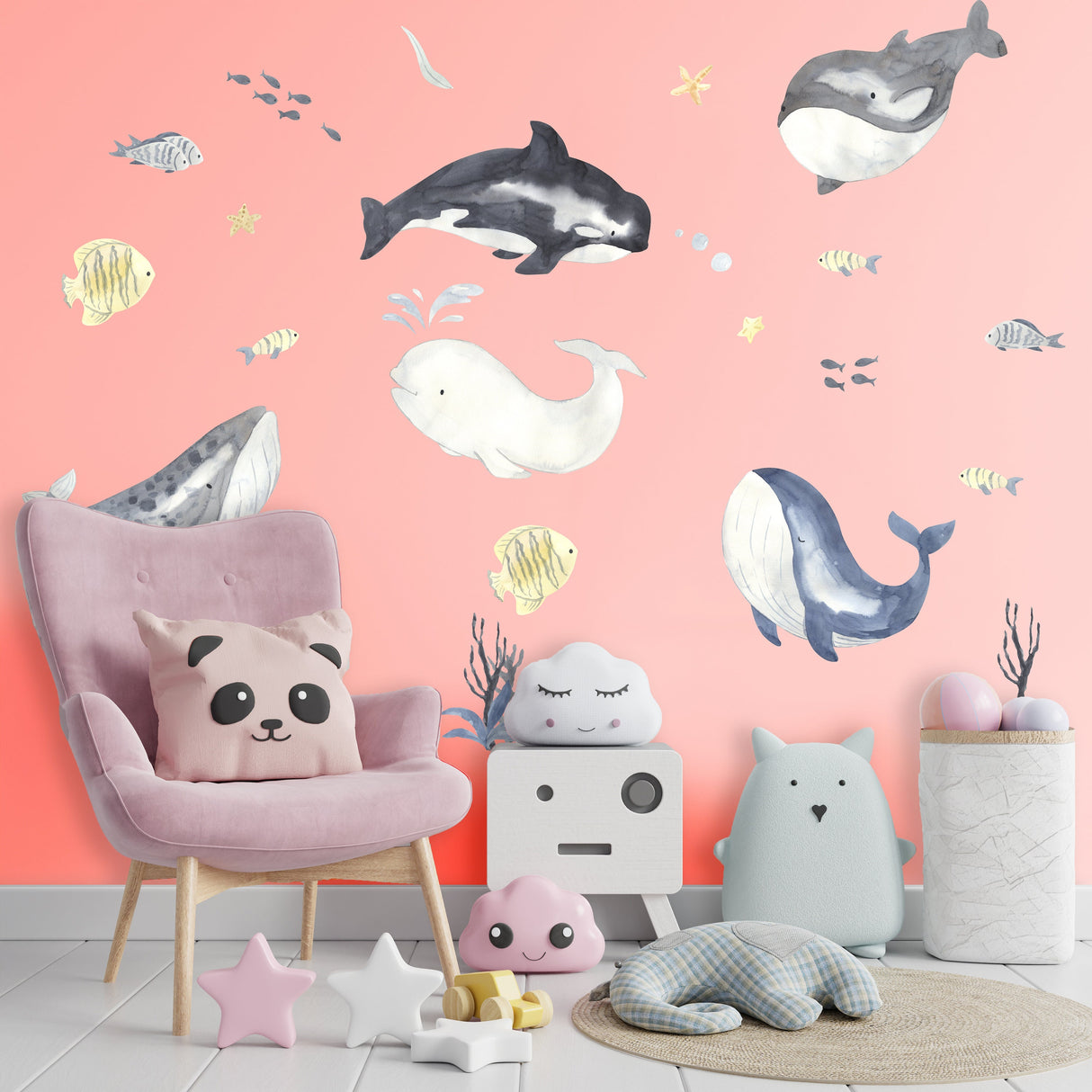 Alternate gallery view of Sea Whales Wall Sticker For Kids Room Decor.
