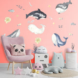 Alternate gallery view of Sea Whales Wall Sticker For Kids Room Decor.