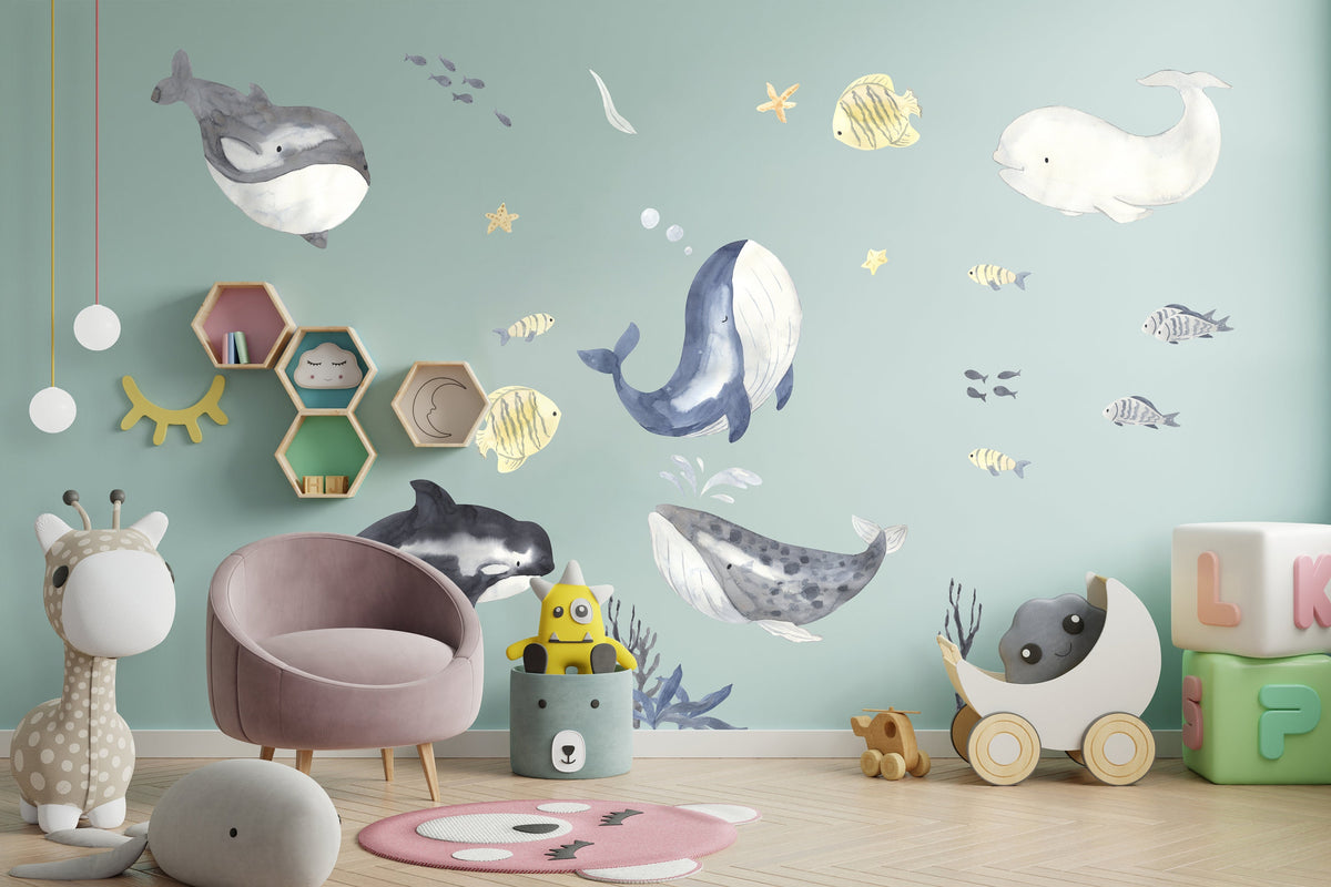 Additional product detail of Sea Whales Wall Sticker For Kids Room Decor.