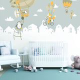 Product detail view of Penguins And Fox Wall Stickers For Kids.