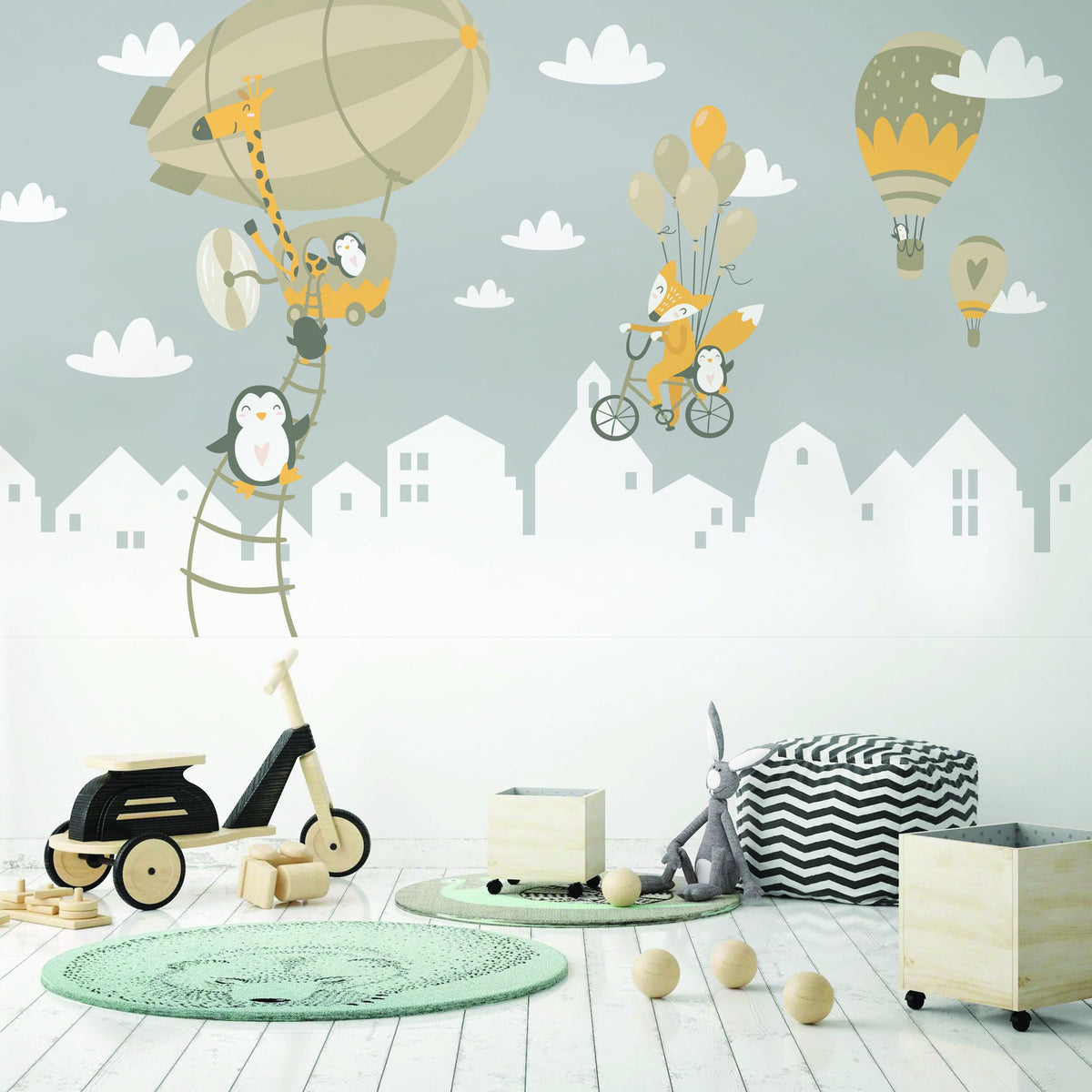 Alternate product detail of Penguins And Fox Wall Stickers For Kids.