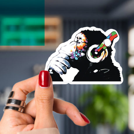 Laptop Vinyl Decal - Music Monkey In Headphones Art Sticker