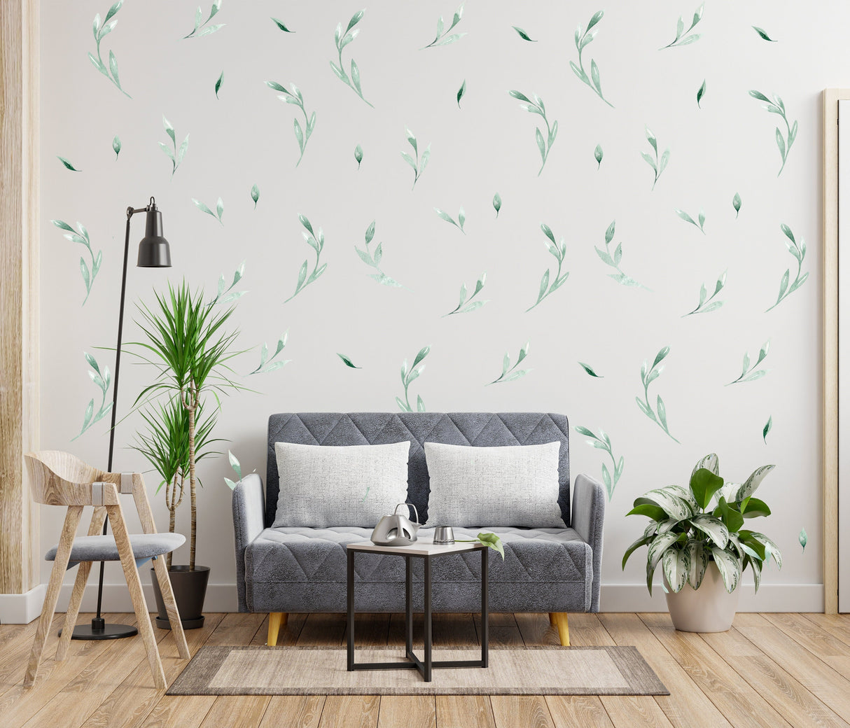 Alternate product presentation of Leaf Wall Decor Stickers.