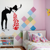 Product detail view of Artist Love Sick Girl With Hearts Wall Decal.