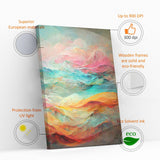 Product features graphic for personalized canvas wall art.
