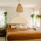Boho mountain sun wall sticker for bedroom decor.
