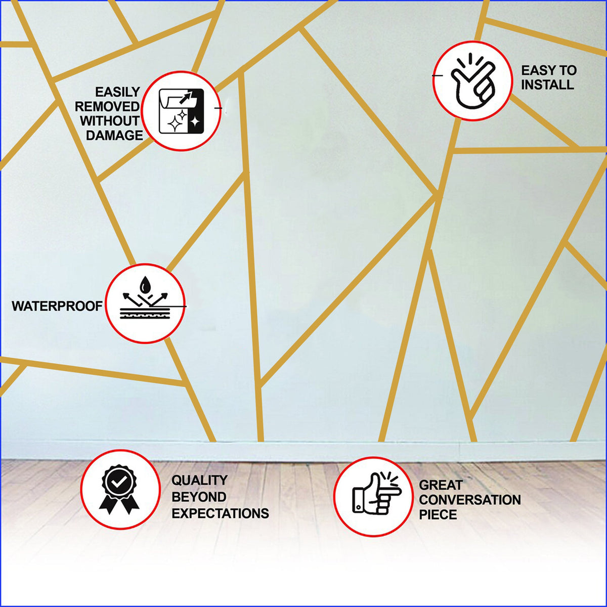 Product gallery view of Black Thin Line Stickers.